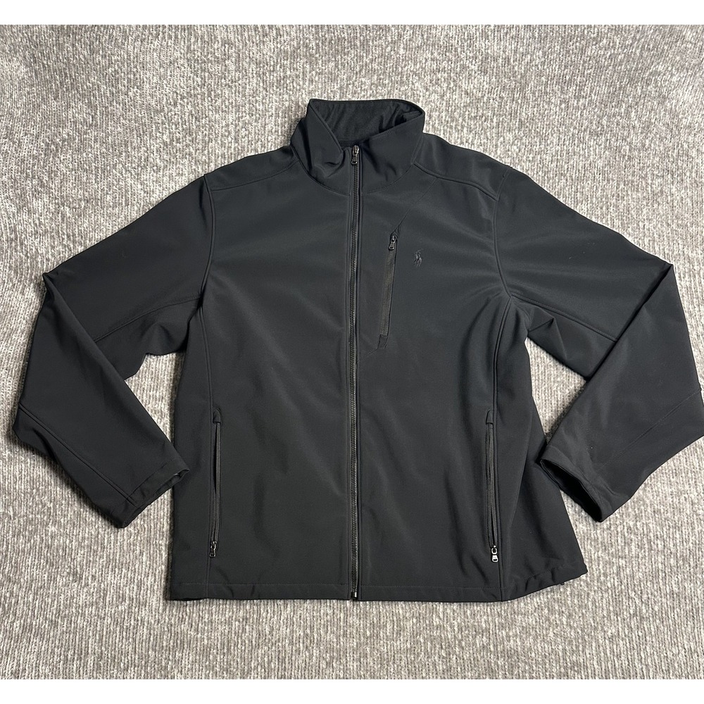 Polo Ralph Lauren Performance Soft Shell Jacket Men's XL Black Full Zip Fleece L